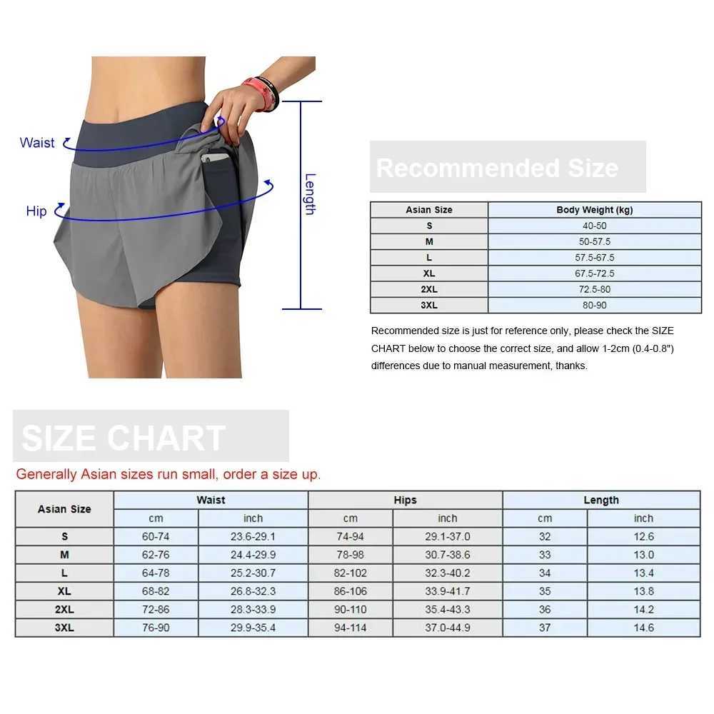 Womens running shorts 2-in-1 with pocket wide waistband cover laminated lining lounge sports yoga legs gym fitness shorts Z250416