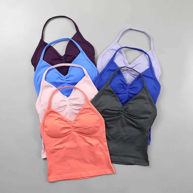 Impact seamless yoga set womens 2Pcs pad hanger tank top threaded hip lift gym shorts set summer sportswear workout suit Z250415