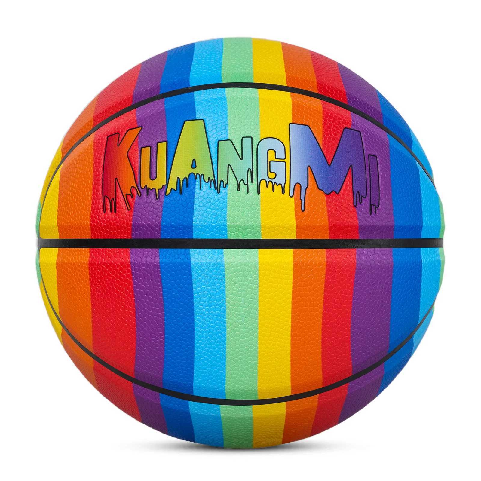 Kuangmi Rainbow Colorful Basketball Size7295 Durable PU Ball for Kids Youth Adults Indoor Outdoor Training Game KMBB360W251115