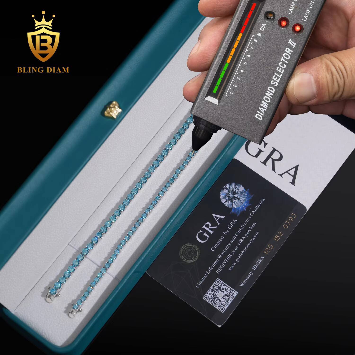 High Quality 925 Sterling Silver Iced Out Hip Hop Jewelry Sea Blue Moissanite 3mm 4mm 5mm Tennis Chain Necklace