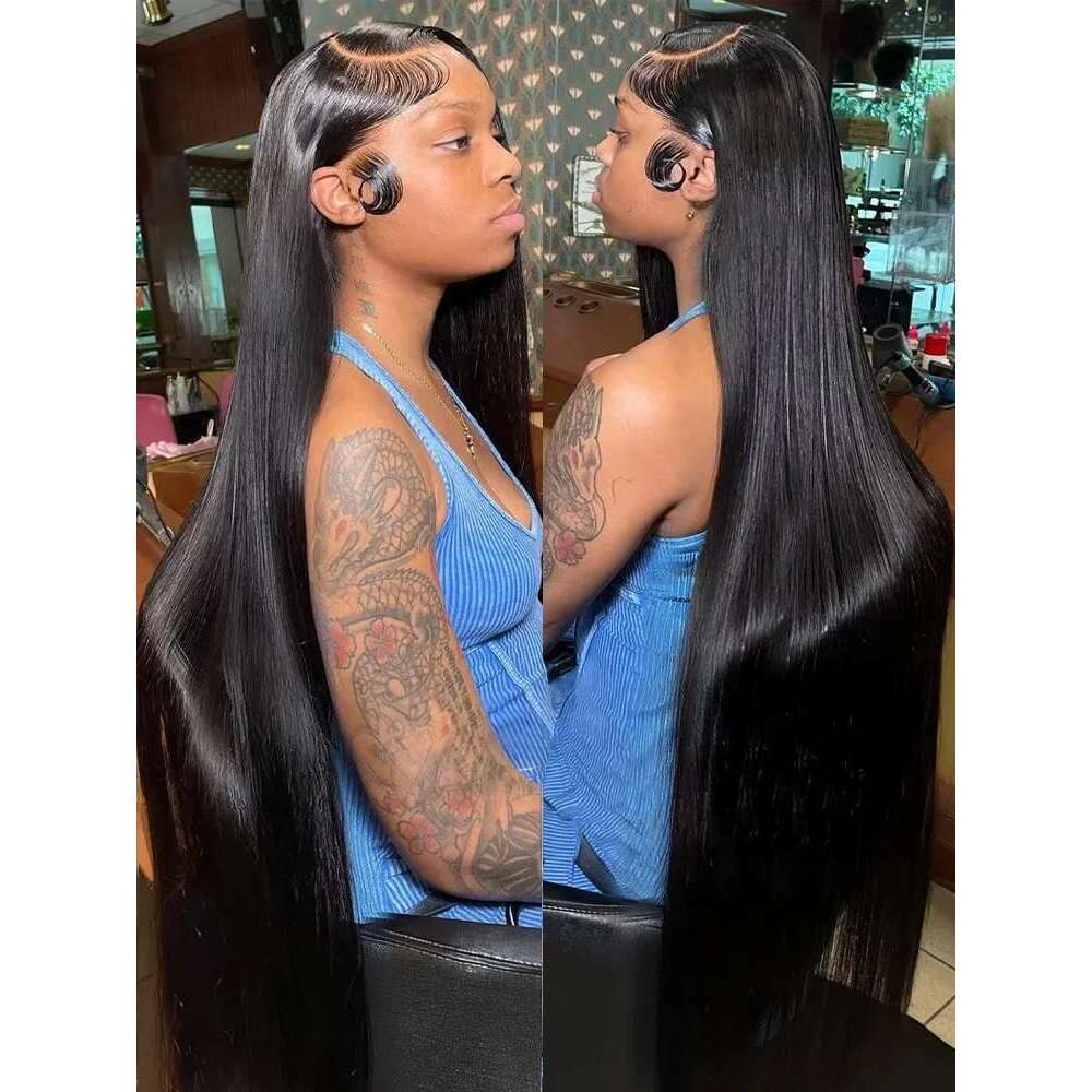 250 Density 30 40 Inch Bone Straight 13X6 HD Frontal Wig Black Human Hair 13X4 Lace Front Wigs 5X5 Glueless Closure Wear Go
