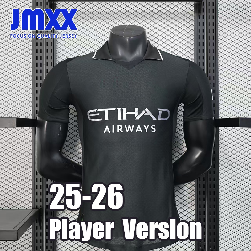 JMXX 25-26 ManES CityES Soccer Jerseys Black Special Edition Pre Match Training Mens Uniforms Jersey Football Man Shirt 2025 2026 Player Version