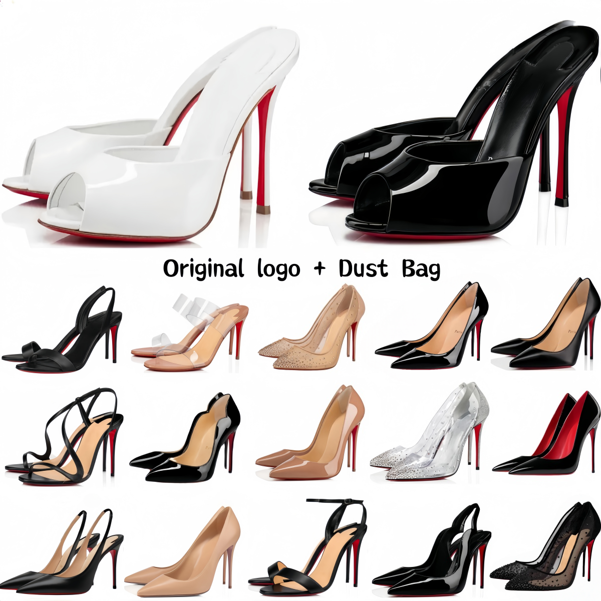 Designer Heels Red Bottomshoes Women Heels Shoes Peep Toes Sandals 6cm 8cm 10cm 12cm Nude Black Patent Leather Luxury Brand Women Pumps Size 35-44