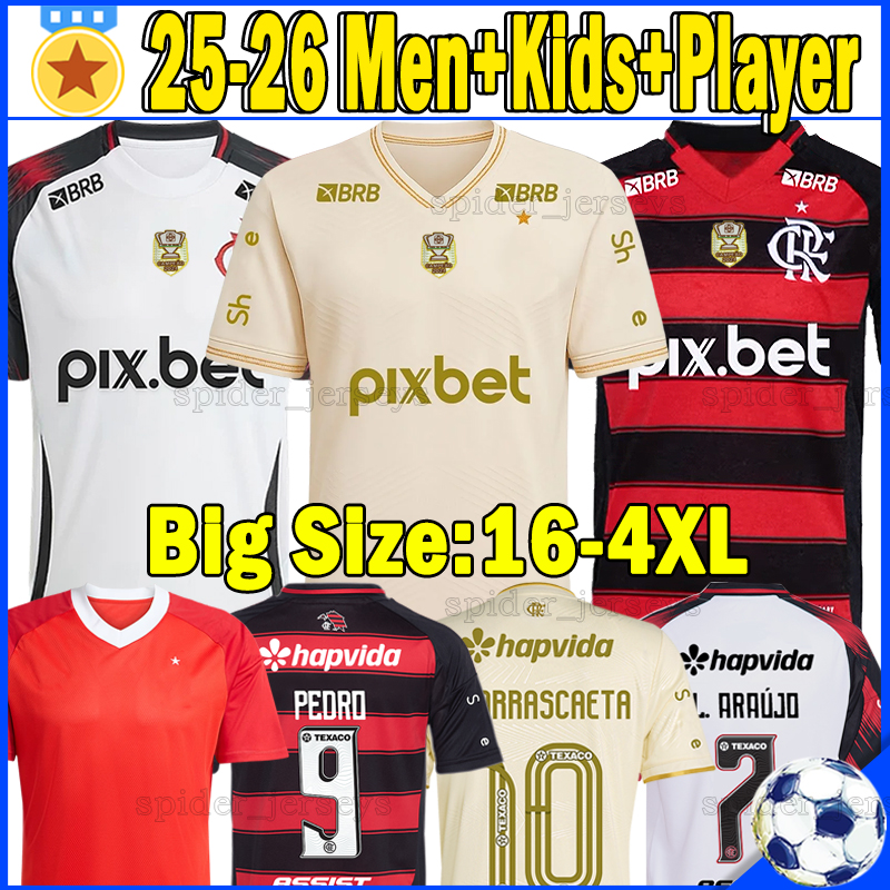 XXXL 4XL 25 26 Flamengo soccer jerseys DE ARRASCAETA B.HENRIQUE L.ARAUJO JUNINHO 2025 2026 WALLACE YAN PEDRO G.PLATA Women Football Shirt Men Uniforms Kids Kits Sets
