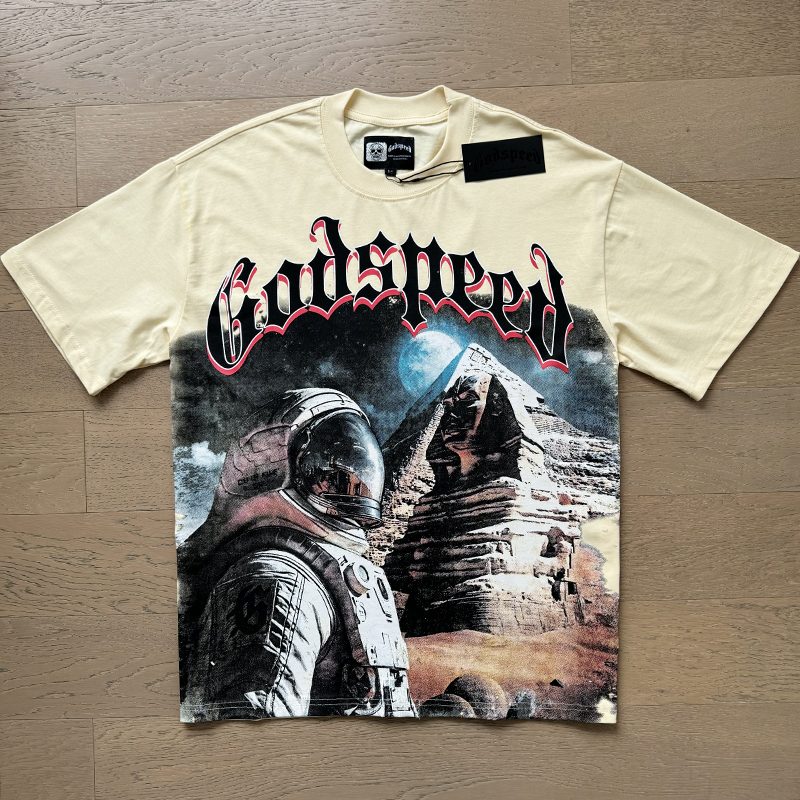 Men's Godspeed Design Short Sleeve T-Shirt - High Quality Streetwear for Hip Hop Style