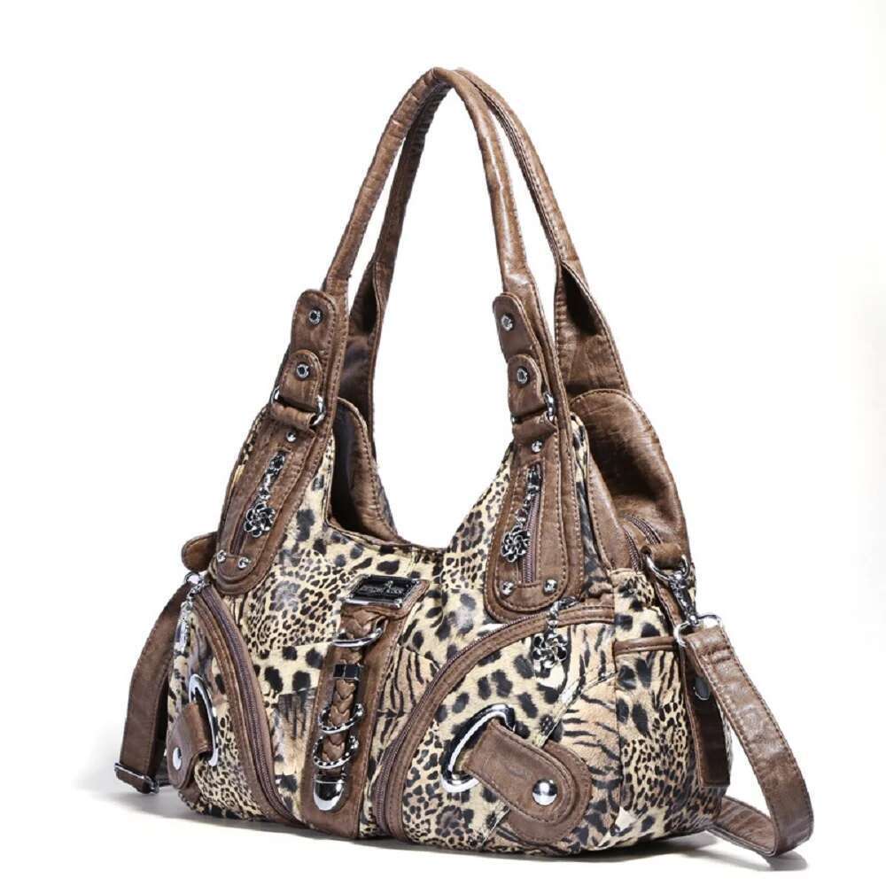 Angelkiss Women Handbags Leopard Top-Handle Handbag Fashion Satchel Dumpg Shoulder Bag Tote Hobos Large Purse