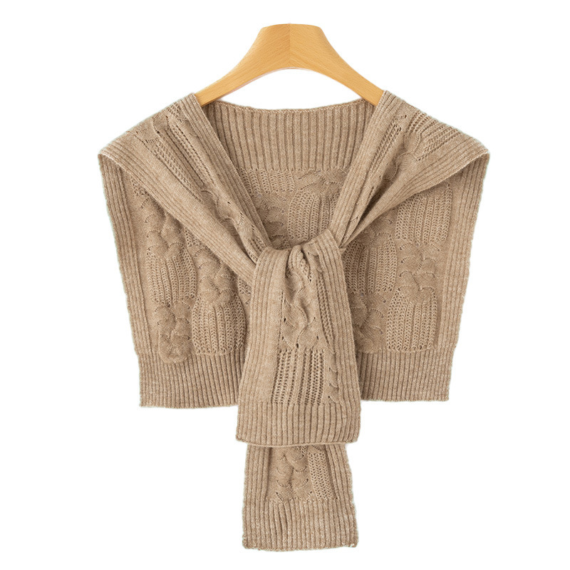 K419 Imitation wool knitted shawl for women spring and autumn thickened twisted flower fashionable shoulder guard waistcoat outer scarf small cape top