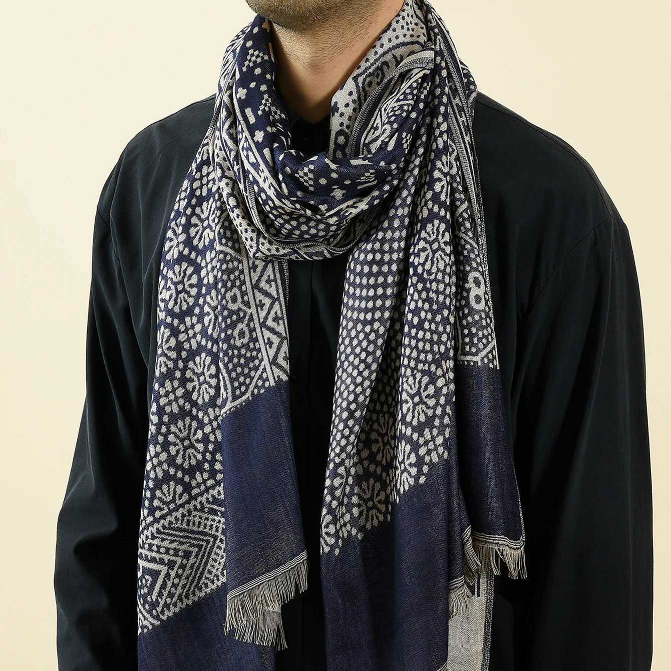 Luxury Fashion Men Scarf Cotton Linen Autumn Winter Warm Pashmina Neckerchief Long Soft Stole Bufanda Shawl Casual Mens Shawl Scarves Y251115