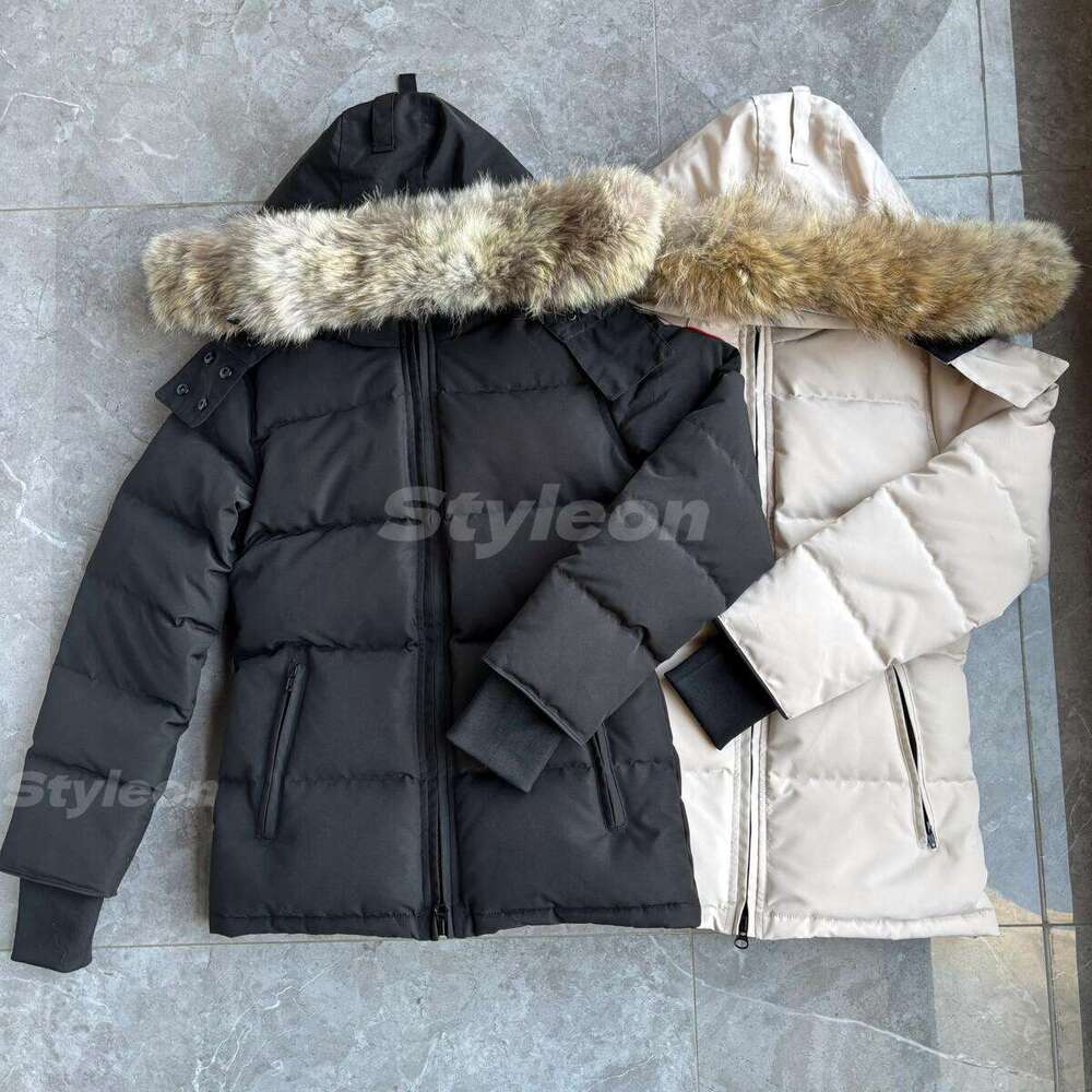 Warm Puffer Jackets Designer Coats Pull Rope Doudoune Down Jacket Winter Parka Coats Real Wolf Fur Wyndham Windbreaker Women Luxury Jackets Black Label