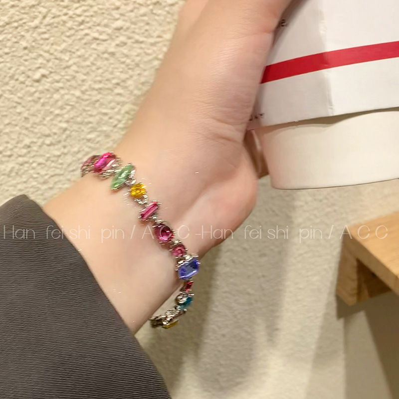 2025 New Sweet Candy - themed Colorful Crystal Zircon Necklace: A Light - luxury and High - end Heart - shaped Rainbow Collarbone Chain for Women