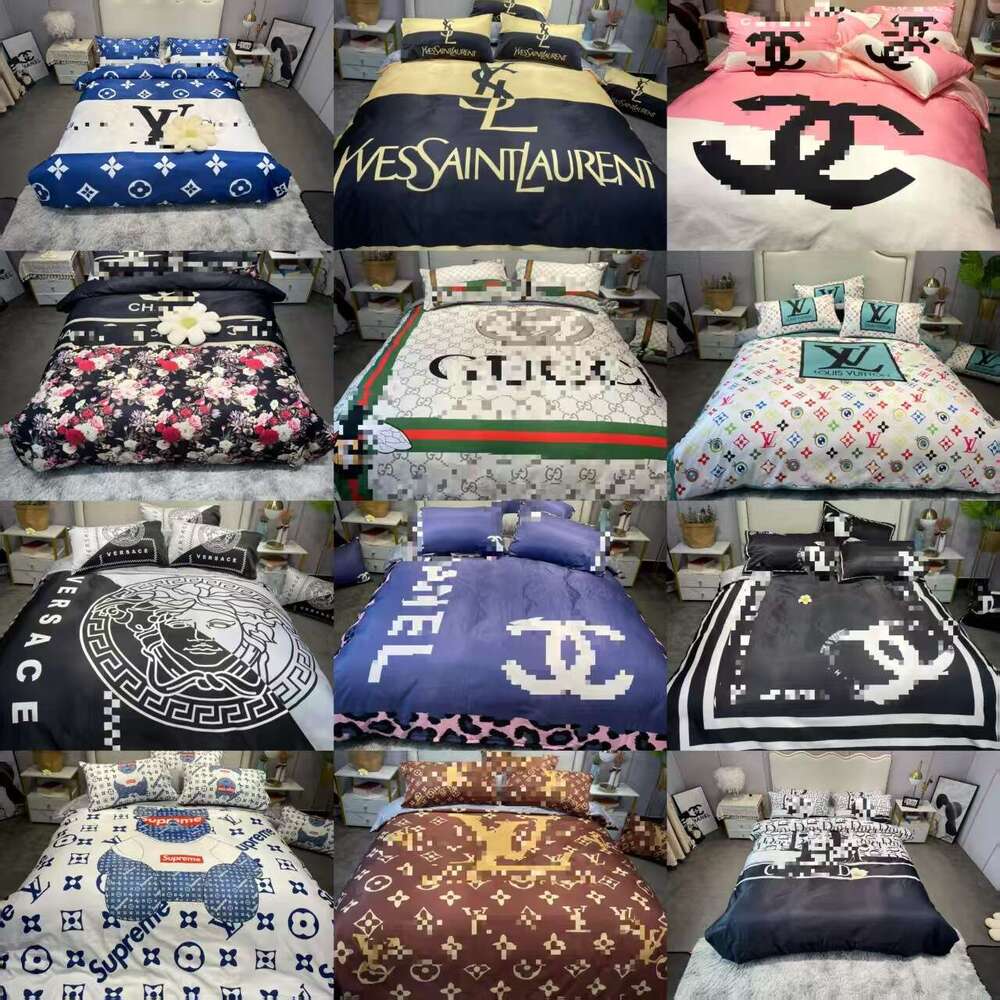 Foreign Trade Light Luxury High-End Feel Four-Piece Set Washed Silk Sheet Internet Celebrity Bedding Quilt Cover Bed Skirt New Wholesale