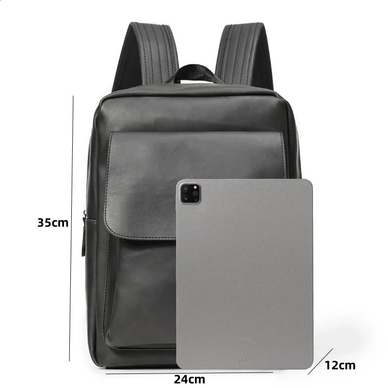 Retro fashion laptop men Korean flip cover mens high-quality PU leather travel backpack for students 250410