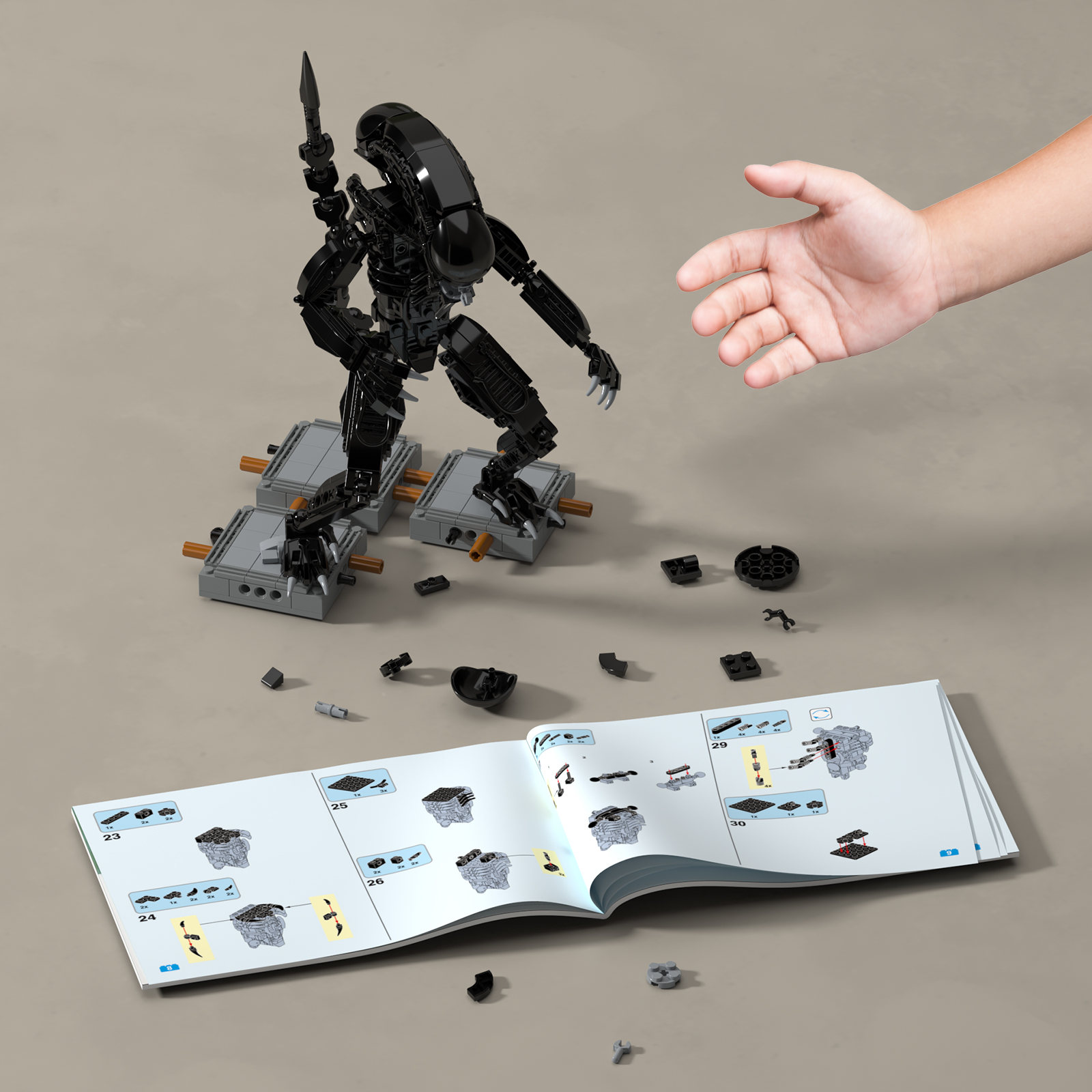 27cm Alien Block MOC Building Set with 566 Pieces for Kids boy gifts building block