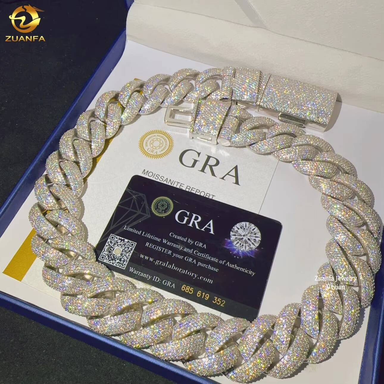 25MM Width Fashion Necklace Bracelet Silver 925 Iced Out Hip Hop Miami D Color VVS Moissanite Diamond Jewelry Cuban Link Chain