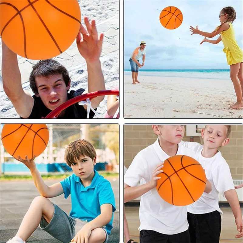 Personalized Silent Basketball PU Foam High Density Size 7 Ball No Noise Squeezable Indoor Bouncing Mute Ball Children SportsW251115