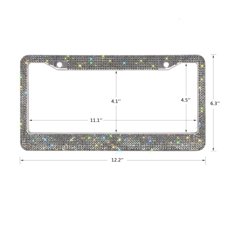 2 Pack Luxury Handcrafted Bling Rhinestone Premium Crystal Car License Plate Frame For USA Canada Truck Women Grils Accessries