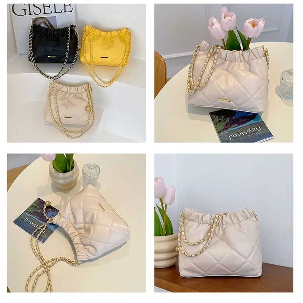 Shoulder Bag for Women Girls PU Leather Pleated Plaid Crossbody Bag Bucket Bag Large Capacity Tote Handbag Underarm BagW251115