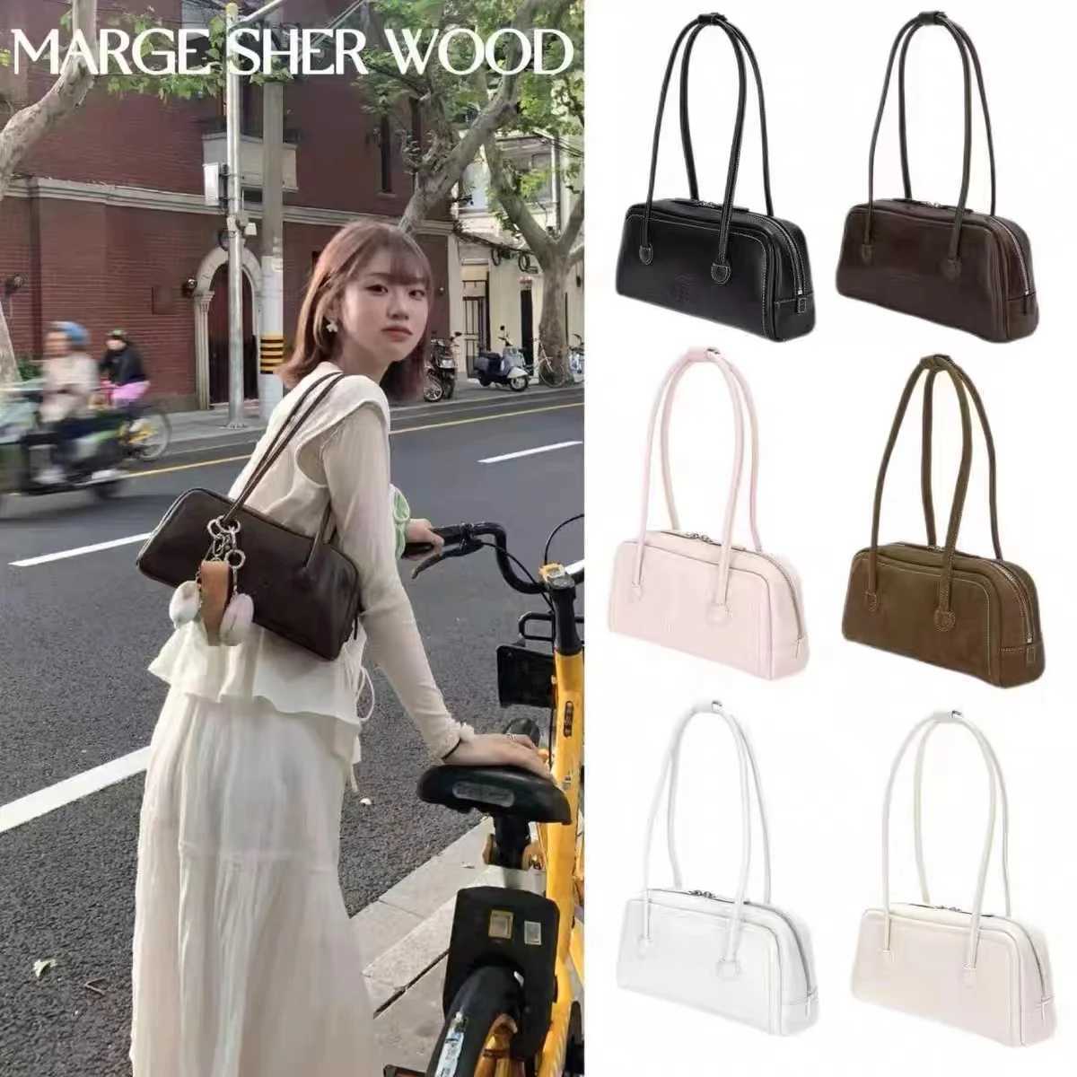 Original Korean Marge niche designer Suede Boston bag Pillow bag Crossbody Sherwood handbag Y250417