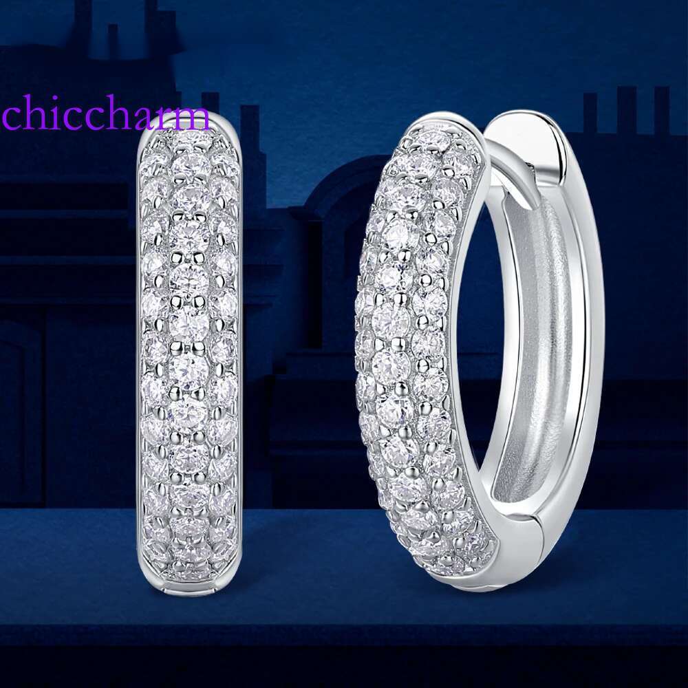 Moissanite Hoop for Women Real Gold Plated Sterg Sier Hypoallergenic Lab Created Dia Hie Earrings
