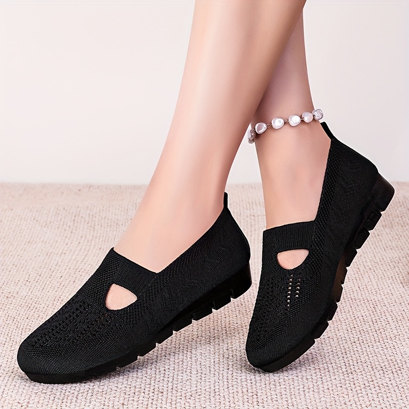Women's Breathable Slip On Shoes Comfortable Flat Casual Shoes with Detailing, Rubber Sole Fabric Insole