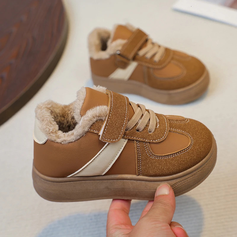 Size 22-33 Childrens Velvet Board 2025 Autumn/Winter Style Casual Girls Fashion Cotton Shoes C260130