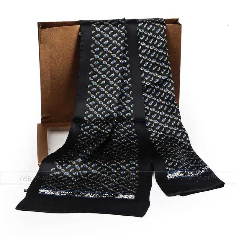 Luxury Perfect GiftsFashion Mens 100 Silk Long Scarf Cravat Scarives Doulbel Layer Black For Spring Autumn Winter Y251115