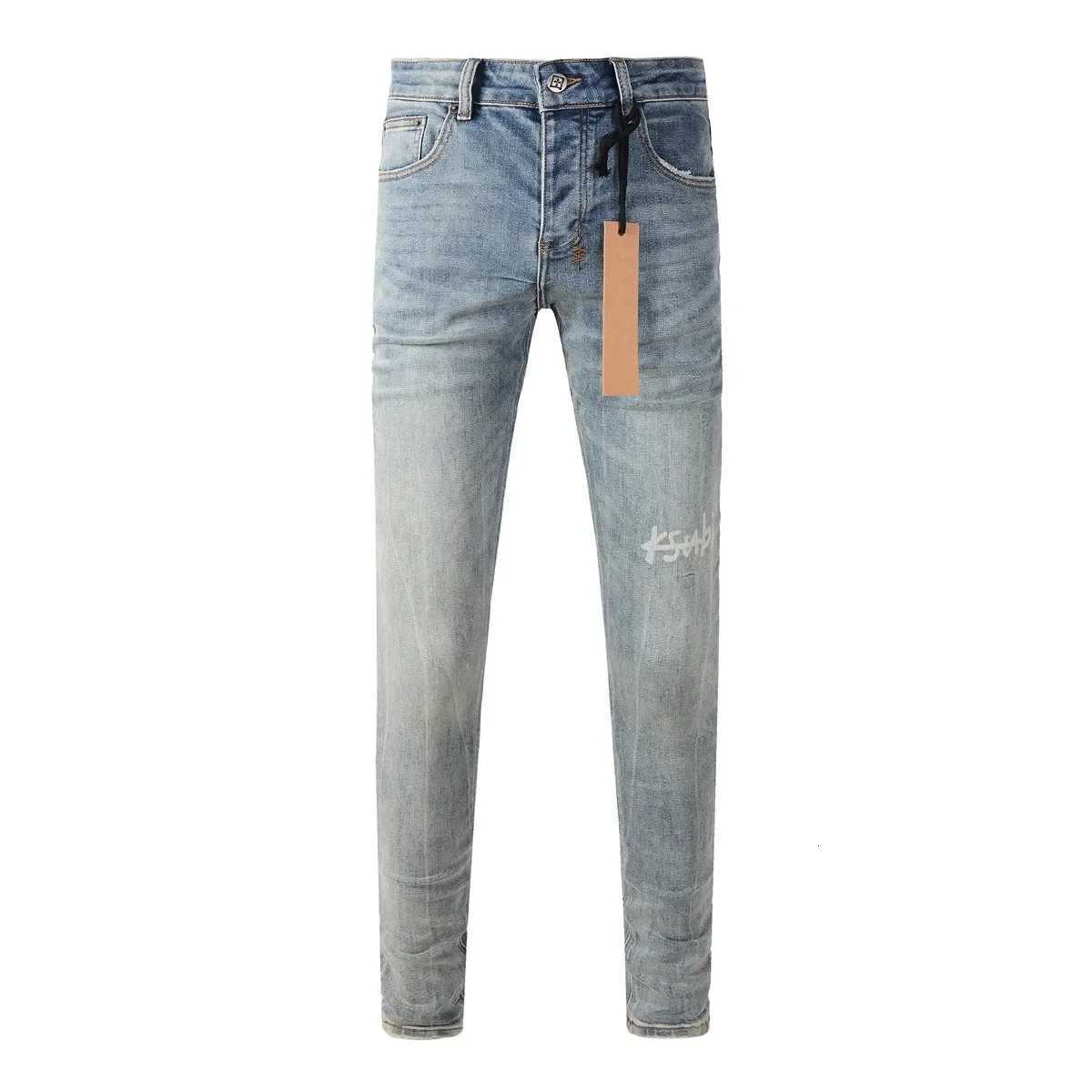 New Arrivals Cross Jeans Men Fashion Trend Vintage Wash Do Old Patch Light Blue Letter print Stretch Slim Trousers Brand Jeans H251115