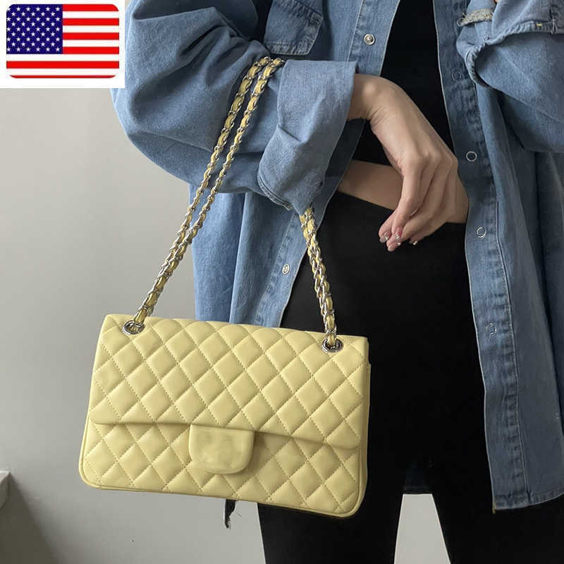 Designer Bag Designer Yellow Lambskin Shoulder Bags Classic Rectangle Double Flap Quilted Cf Purse Shw Crossbody Shoulder Handbags Multi Pochette Pocket with Back