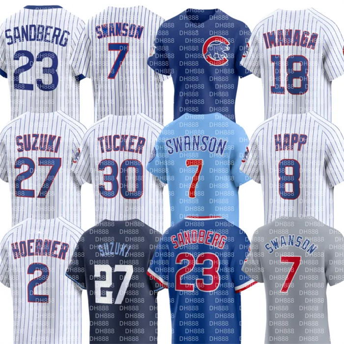 Cubs Baseball Jersey Ryne Sandberg Dansby Swanson Pete Crow-Armstrong Seiya Suzuki Nico Hoerner Ian Happ Kyle Tucker Matt Shaw Shota Imanaga Jon Berti Michael