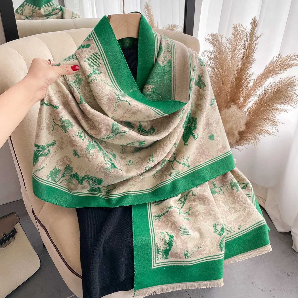 Luxury Luxury Winter Cashmere Scarf Women Design Warm Pashmina Blanket Poncho Scarves Female New Animal Shawl Thick Foulard Bufanda Y251115