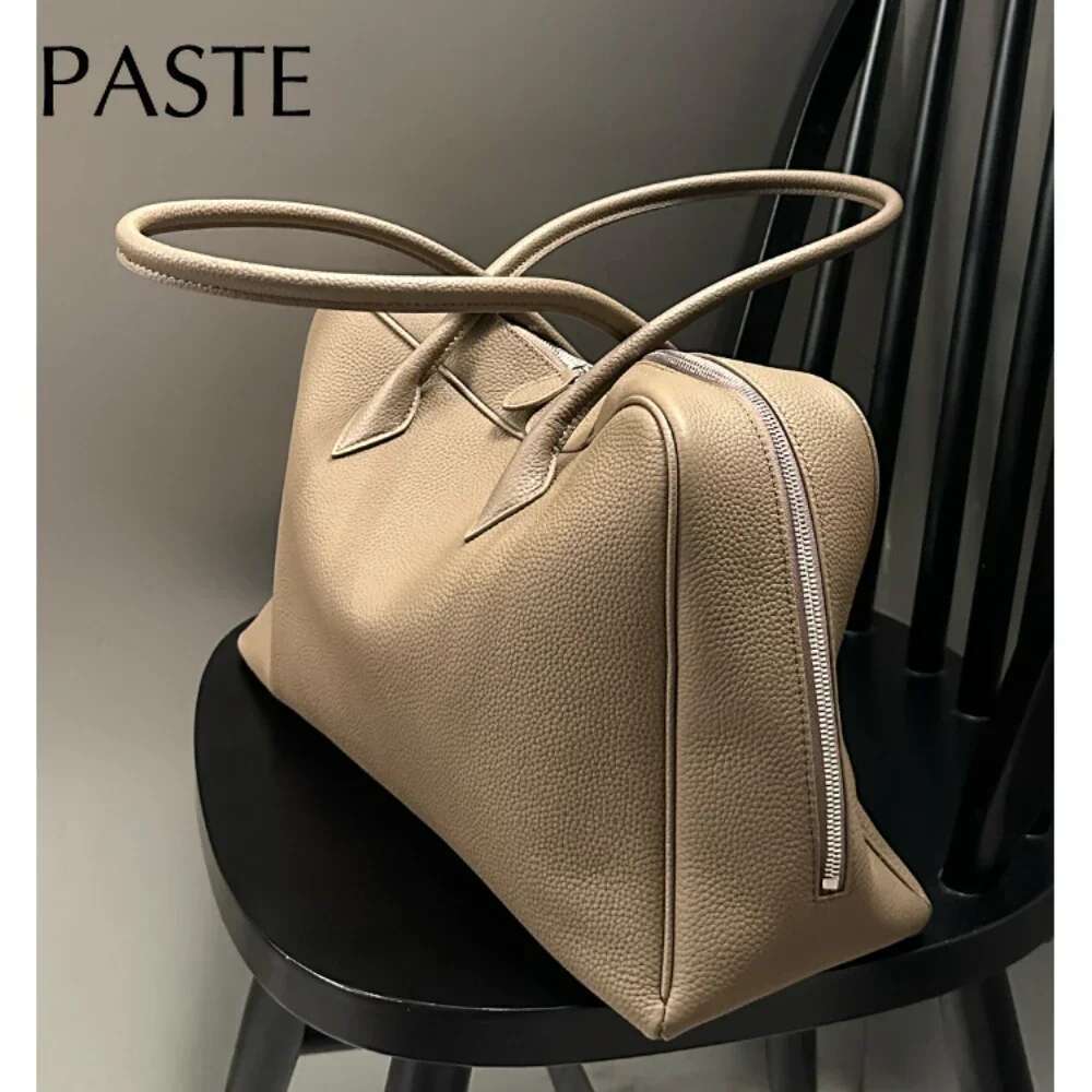 New Large Flipped High-Grade Commuter Laptop Pillow Tote Marroon Natural Cow Leather Women Handbag Leisure Office Shoulder Bag