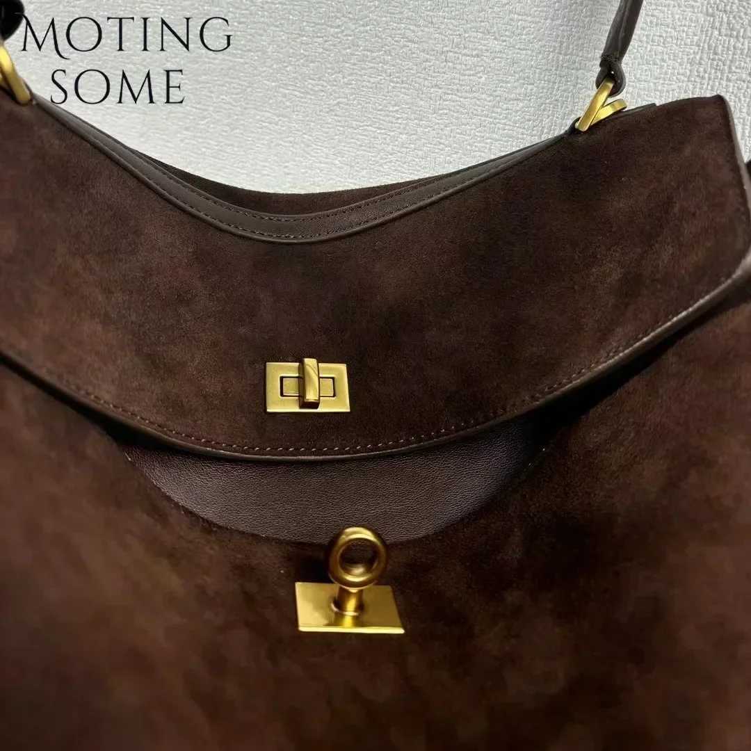 Motingsome New Women Suede Leather Bag Shoulder Handbag and Purses Designer Bags Chic Fashion Lady Trend Satchel 2024 New Z250617