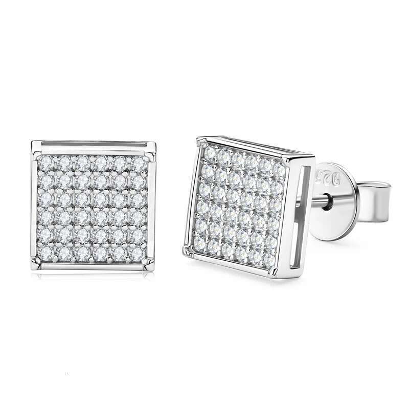 IU Earrings D Color Moissanite Square Stud Earring for Women Men 2023 Trending Sterg Sier Boy Fine Jewelry
