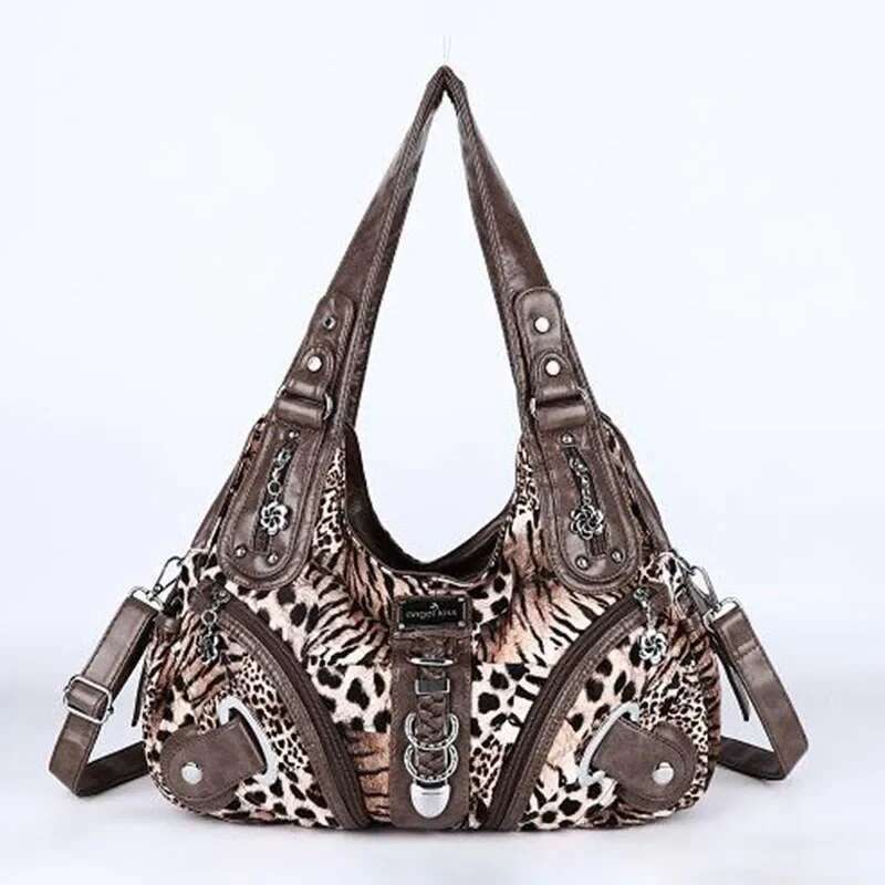 Angelkiss Women Handbags Leopard Top-Handle Handbag Fashion Satchel Dumpg Shoulder Bag Tote Hobos Large Purse