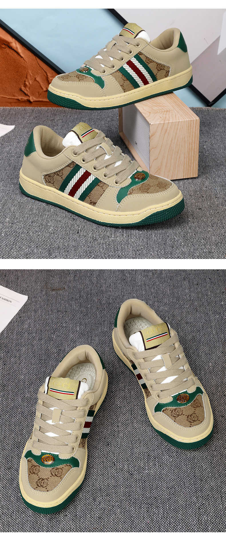 Designer men's casual shoes luxury sports shoes brand fashion shoes men's and women's shoes retro leather shoes low top sports shoes gr