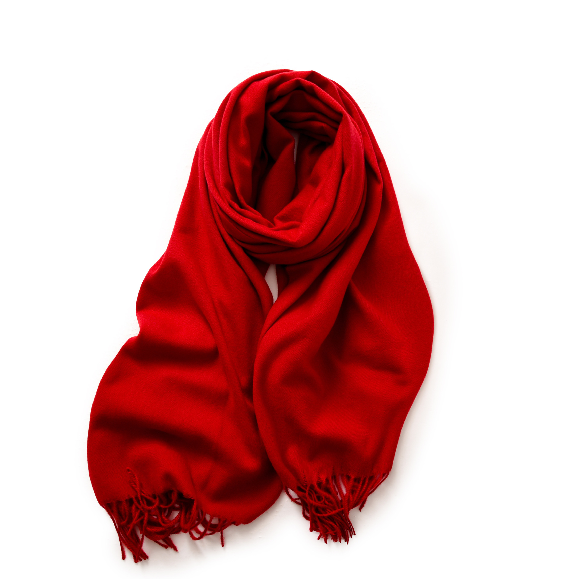 K409 2025 Red Scarf Women's Winter Imitation Cashmere Solid Color Scarf Shawl High-end Warm Korean Style Tassel Neck Scarf Men's All-match
