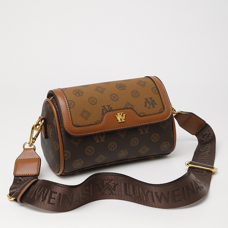 Small bag women's new all-in-one cylindrical printed temperament ladies single shoulder crossbody bag 2025