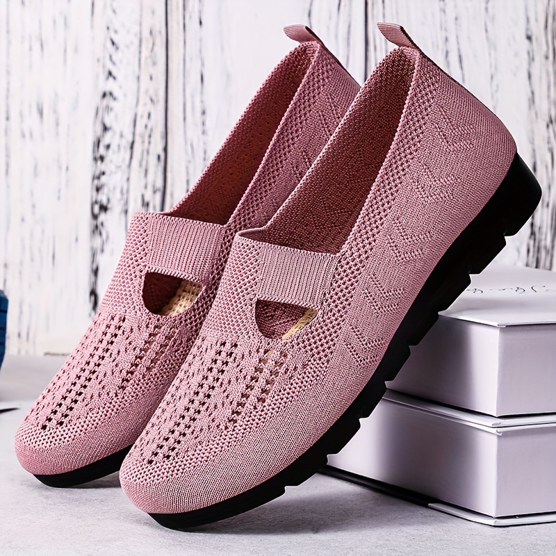Women's Breathable Slip On Shoes Comfortable Flat Casual Shoes with Detailing, Rubber Sole Fabric Insole
