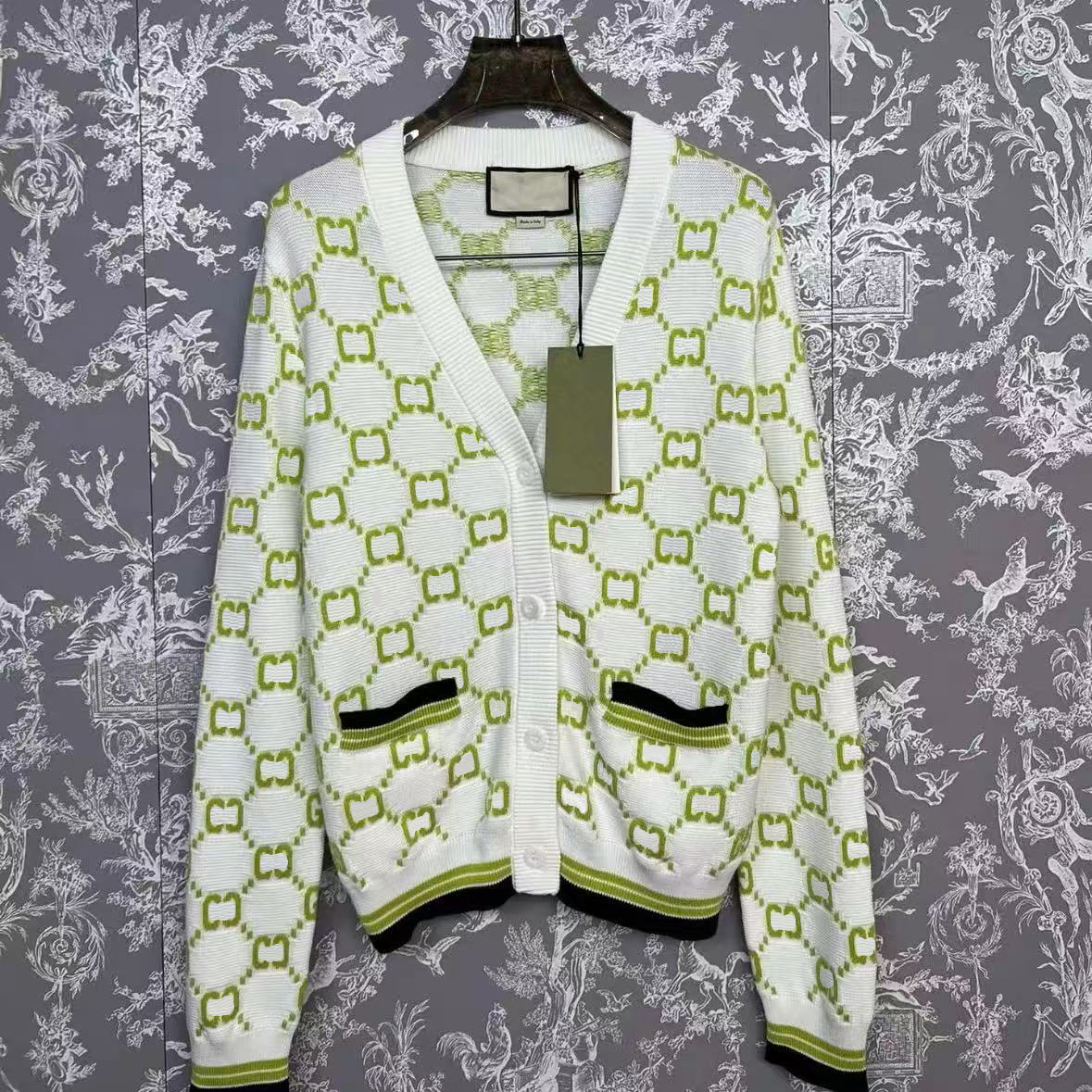 New high-color designer autumn and winter long-sleeved knitted hooded cardigan with high elasticity S-2XL size