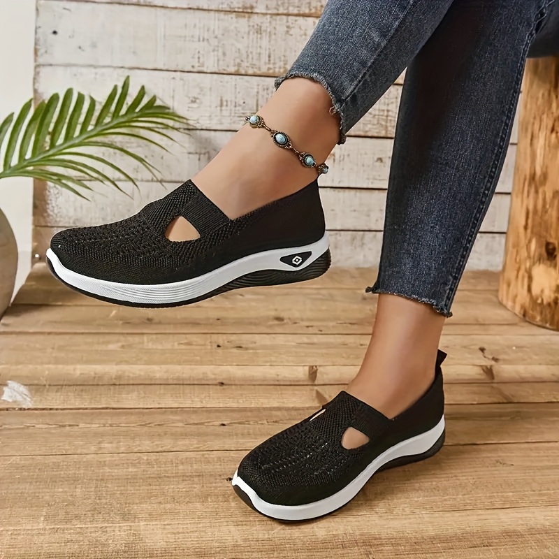 Breathable Lightweight HollowOut Slip-On Sneakers for Women Plus Size Casual Shoes with Embroidery Detail AllSeason