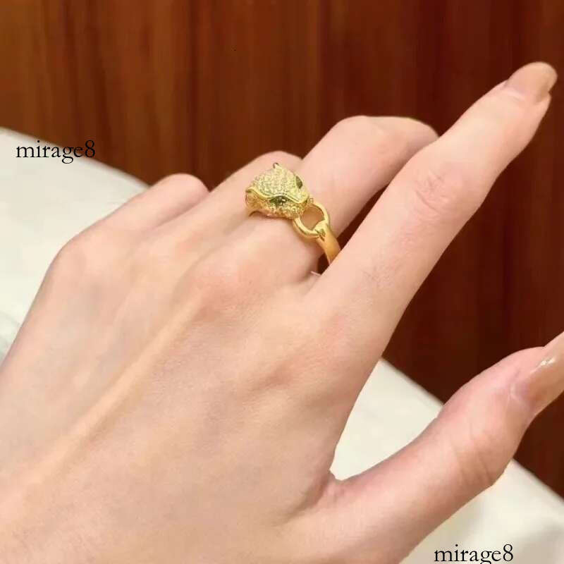 Golden Leopard Head Real Gold for Woman Quality Fine Jewelry AU750 Ring Party Gift