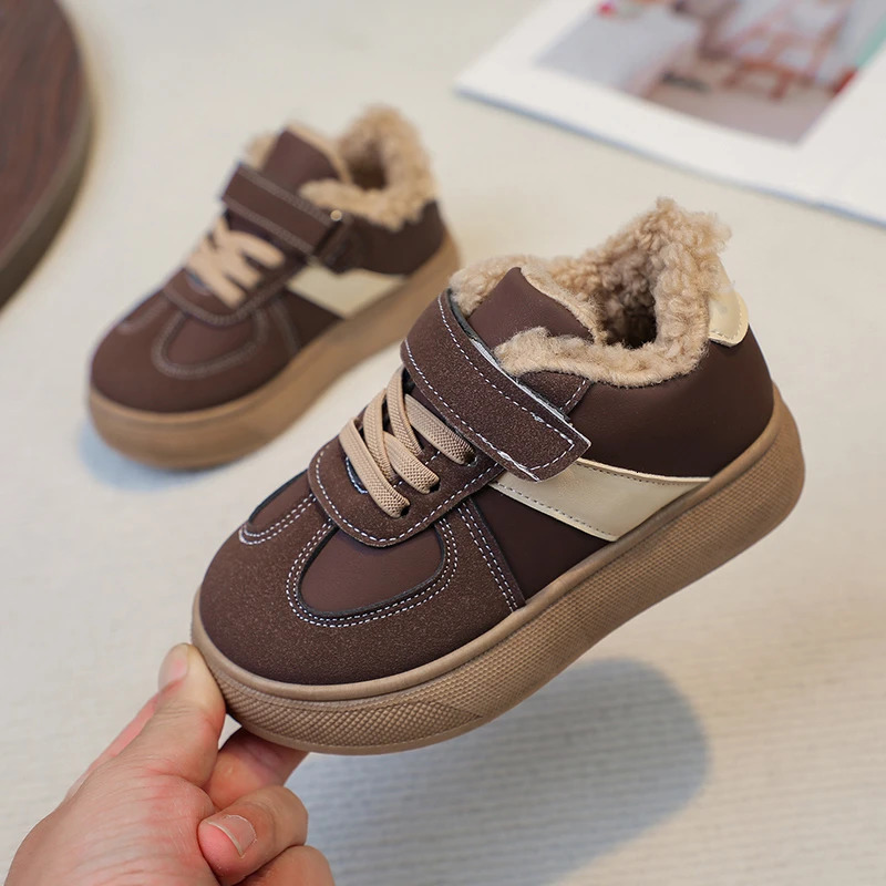 Size 22-33 Childrens Velvet Board 2025 Autumn/Winter Style Casual Girls Fashion Cotton Shoes C260130