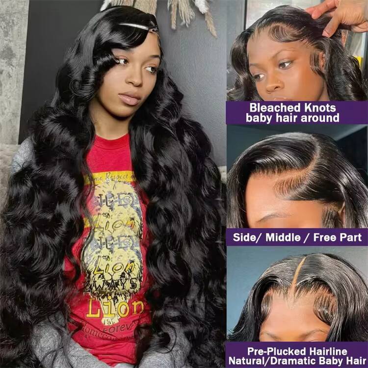 30 40 Inch Lace Front Wig 200 Density 13x6 HD Transparent Body Wave Lace Frontal Human Hair Wig PrePlucked Glueless for Women