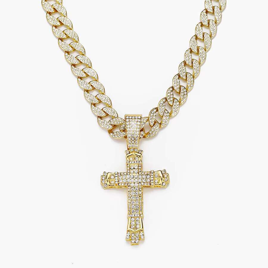 DHcollection NL2208 Cross Pendant Necklace for Men Hip Hop Bg With Crystal Miami Cuban Chain Fashion Jewelry