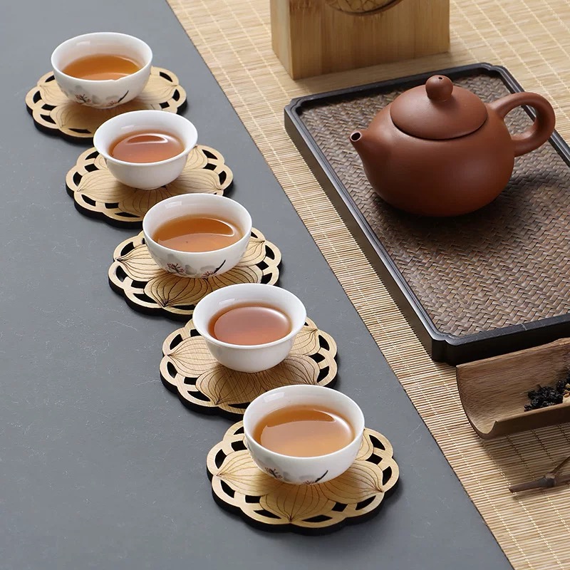 Wooden hollowed-out coaster set - essential for table protection