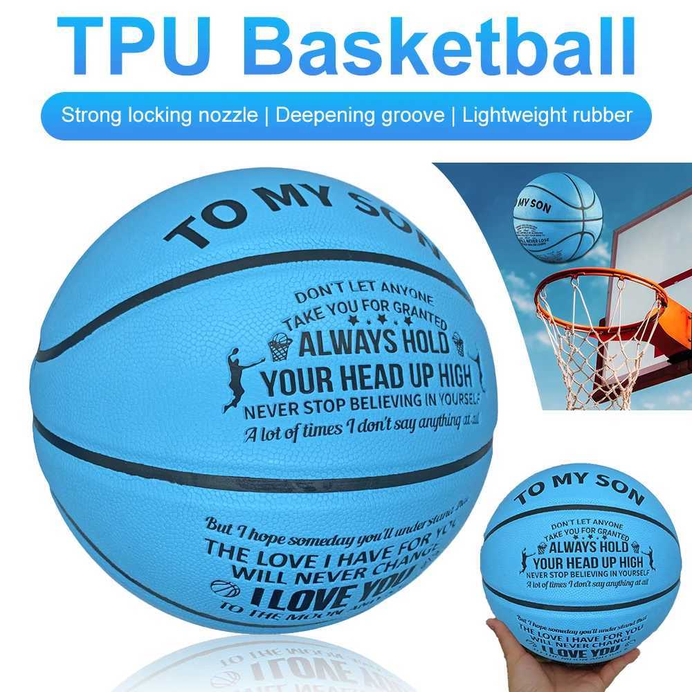 Sports Traning Basketball No7 Size TPU Student Basketball for Sons Boys Birthday Graduation Day Gift Blue ColorW251115