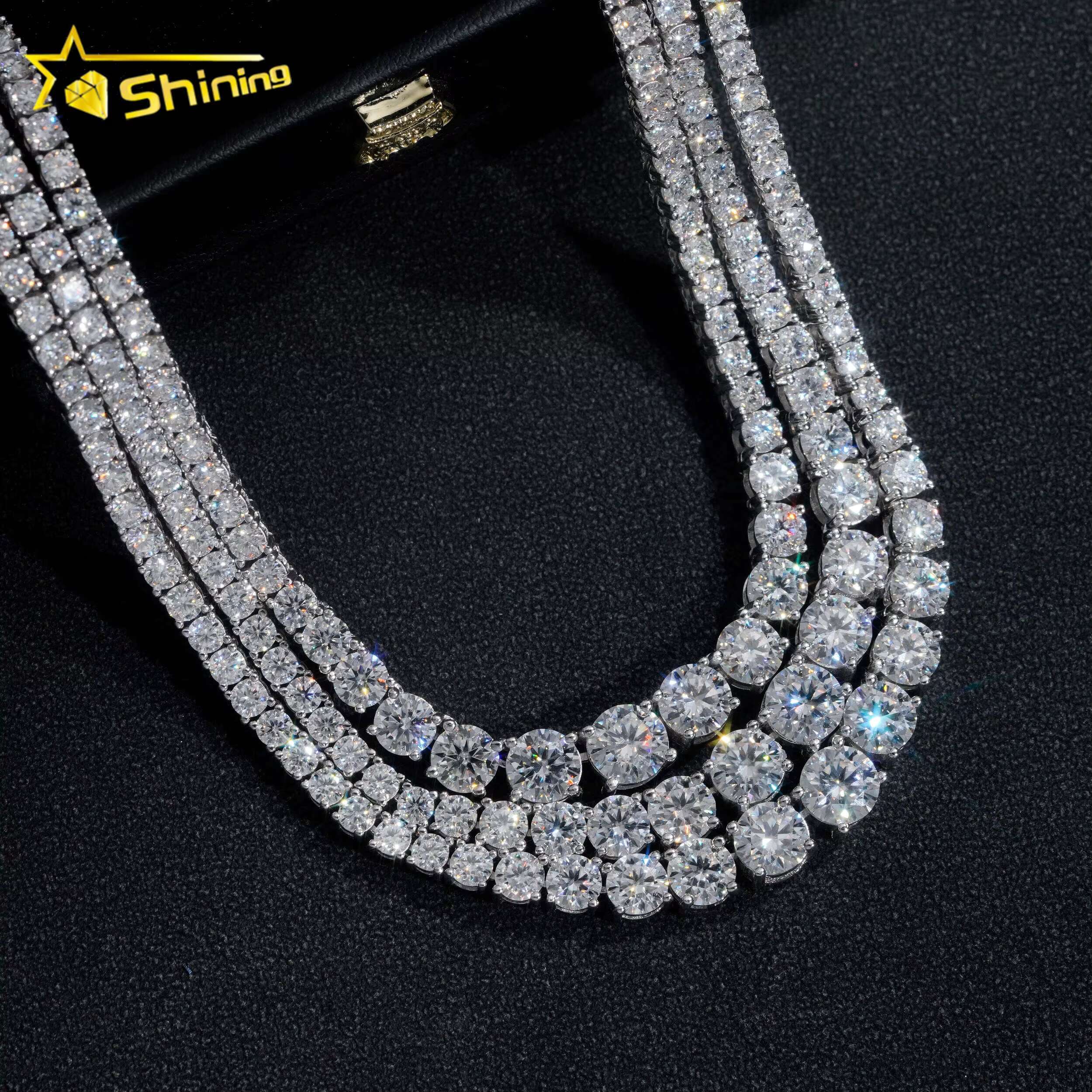 New Arrivals Fashion GRA Certificate Various Size Moissanite Diamond 925 Silver Tennis Chain Necklace Women