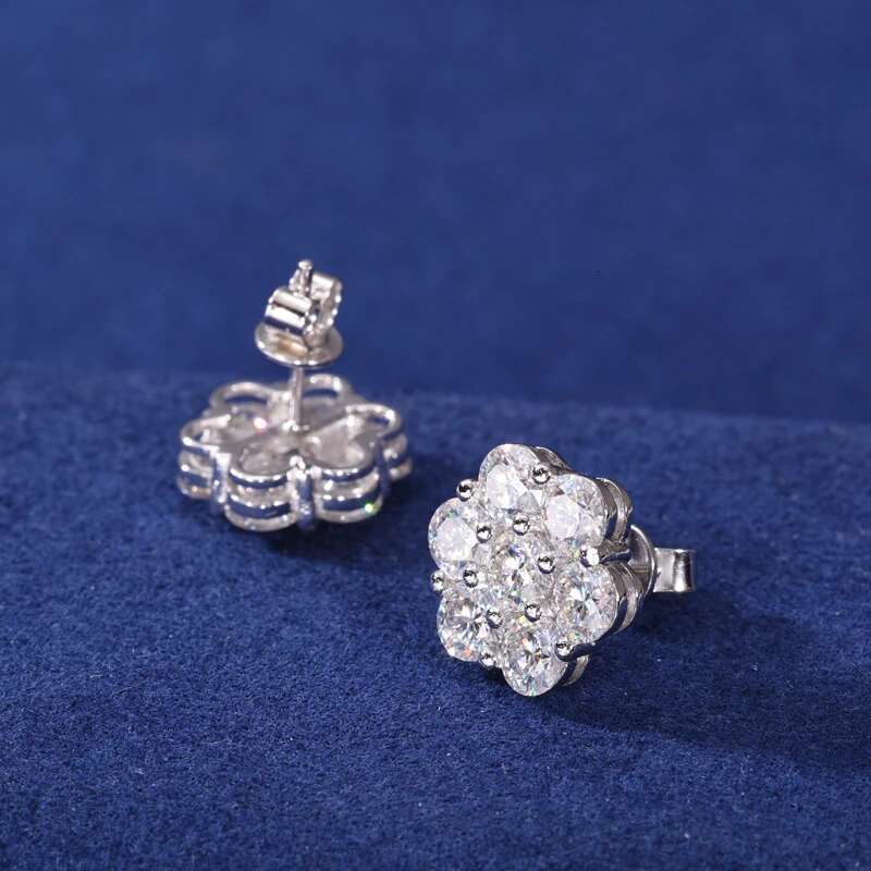 Hot Sterg Sier Moissanite Stud Earrings 7 Stones wer Women Earring Engagement Fine Jewelry Earings 8 Sizes New 2024