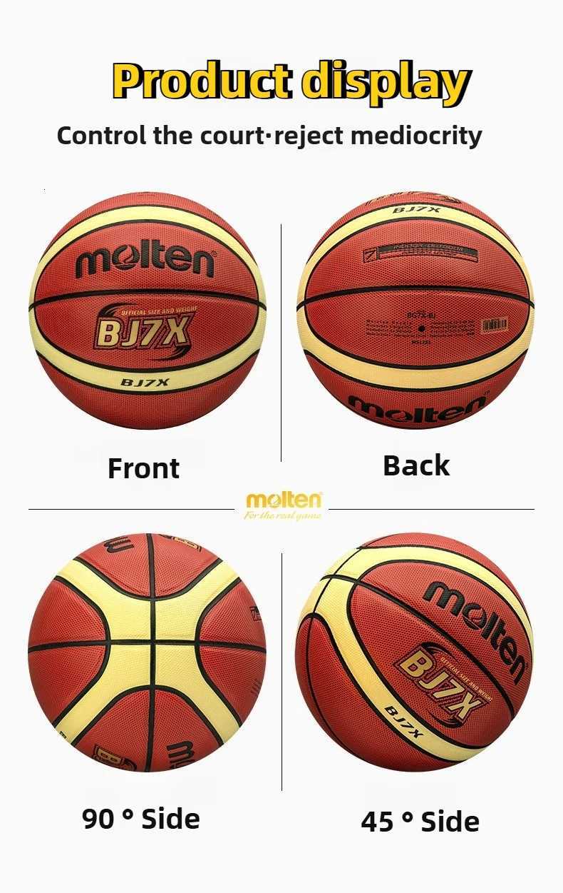 Molten BJ7X FIBA Approved Basketball Size 7-Premium Microfiber Cover and Butyl Bladder for Professional Indoor LeaguesW251115