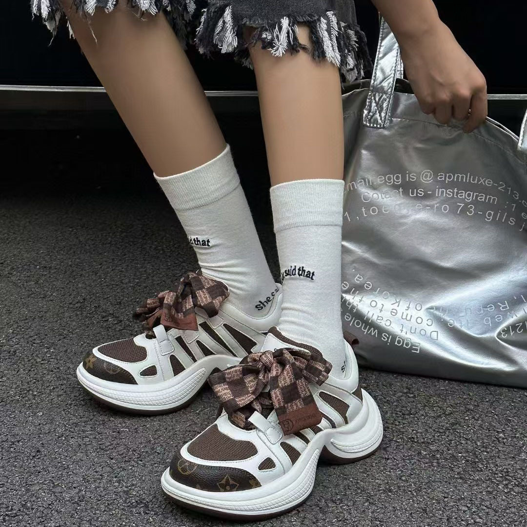 Designer's popular classic arched bottom print sports shoes fashion new versatile super hot sneakers black brown size 35-40 free shipping